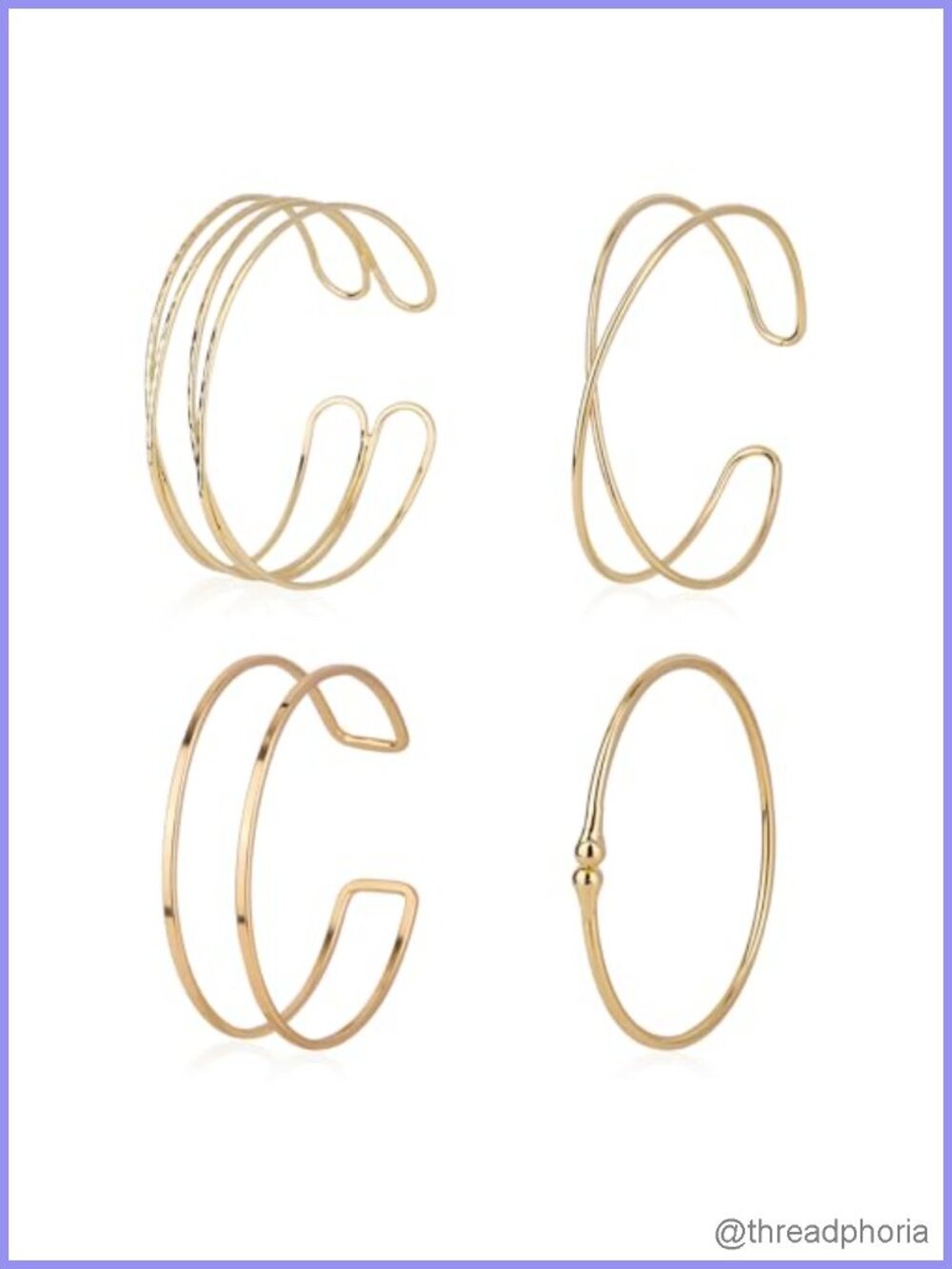 4pcs Adjustable Arm Cuff Jewelry Set, Alloy Gold Armband Bracelet for Women,